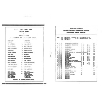 1994/95 Leigh East v Frizington BNFL National Cup 3rd Round Rugby League Programme