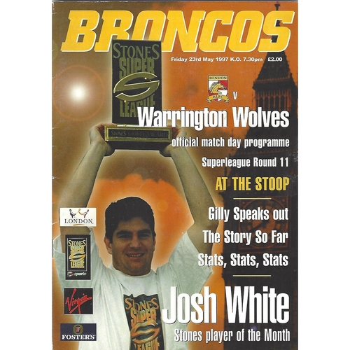1997 London Broncos v Warrington Wolves Rugby League Programme