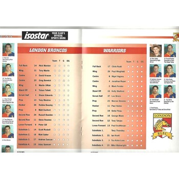 1997 London Broncos v Warrington Wolves Rugby League Programme