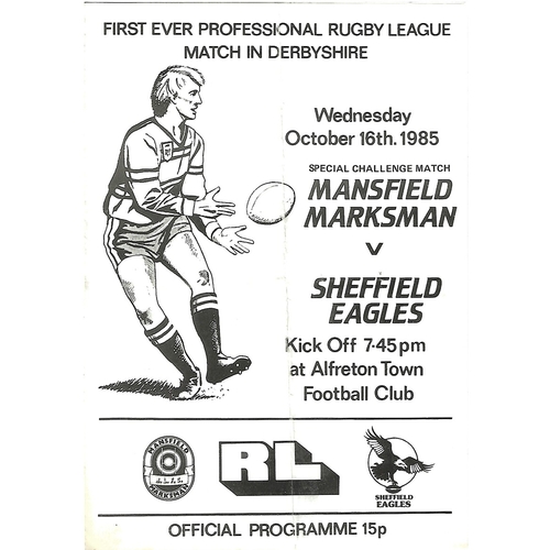 Mansfield Marksman Home Rugby League Programmes