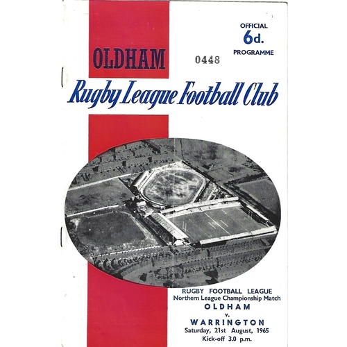 1965/66 Oldham v Warrington Rugby League Programme