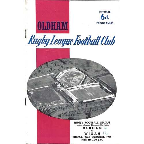1965/66 Oldham v Wigan Rugby League Programme