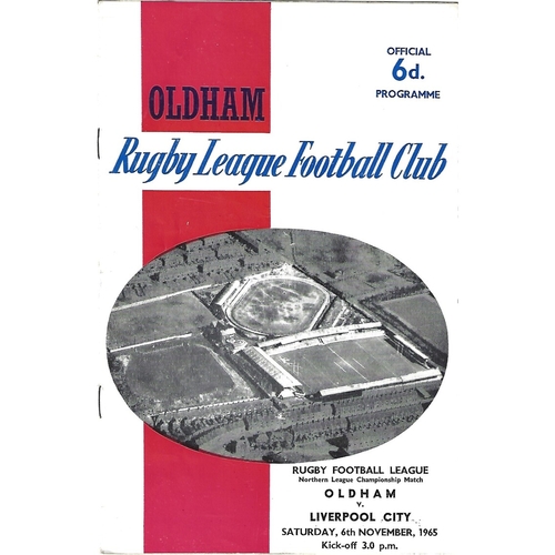 1965/66 Oldham v Liverpool City Rugby League Programme