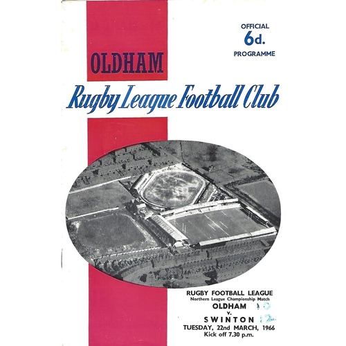 Oldham Home Rugby League Programmes