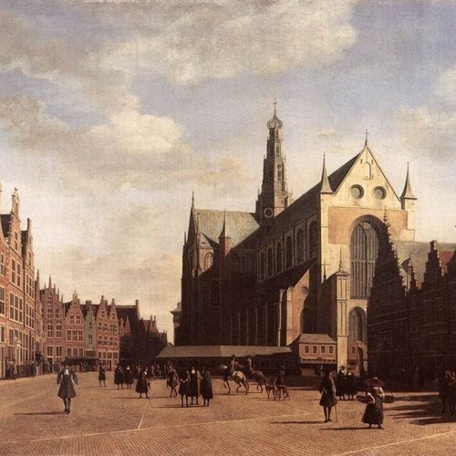 The Market Square at Haarlem with the St Bavo