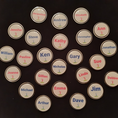 Ladies Personalised 30mm Ball Marker - Nickel + Epoxy Dome Copy