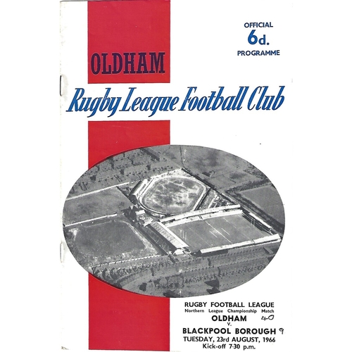 1966/67 Oldham v Blackpool Borough Rugby League Programme