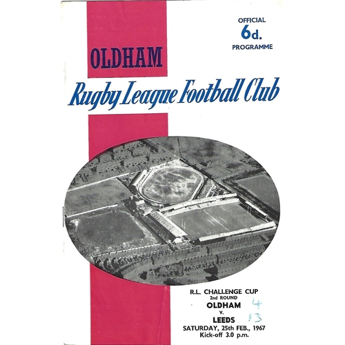 1966/67 Oldham v Leeds Rugby League Challenge Cup 2nd Round Programme