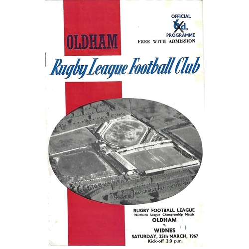 1966/67 Oldham v Widnes Rugby League Programme