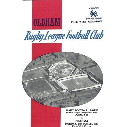 1966/67 Oldham v Halifax Rugby League Programme