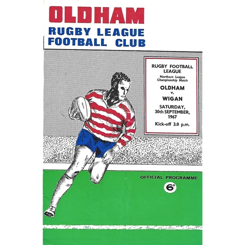 1967/68 Oldham v Wigan Rugby League Programme