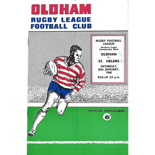 1967/68 Oldham v St, Helens Rugby League Programme