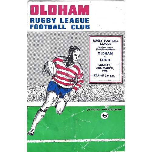 1967/68 Oldham v Leigh Rugby League Programme