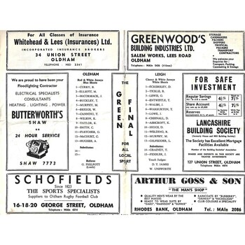 1967/68 Oldham v Leigh Rugby League Programme