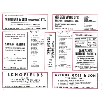 1968/69 Oldham v Wigan Rugby League Programme