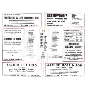 1968/69 Oldham v Widnes Rugby League Programme