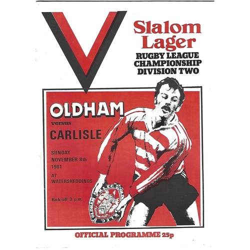 1981/82 Oldham v Carlisle Rugby League Programme