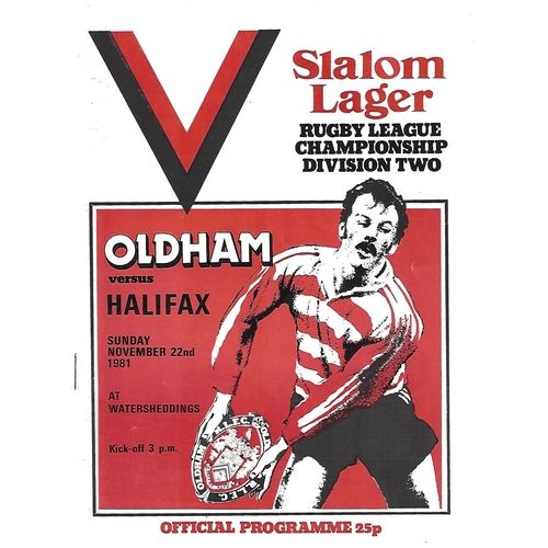 1981/82 Oldham v Halifax Rugby League Programme