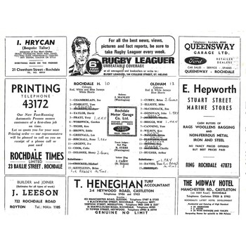 1967/68 Rochdale Hornets v Oldham Rugby League Programme