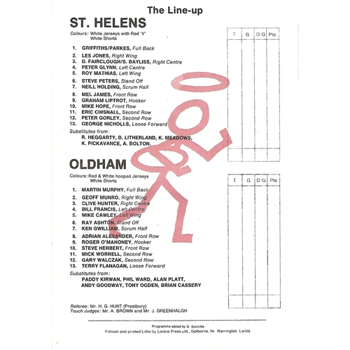 1980/81 St. Helens v Oldham Rugby League Programme