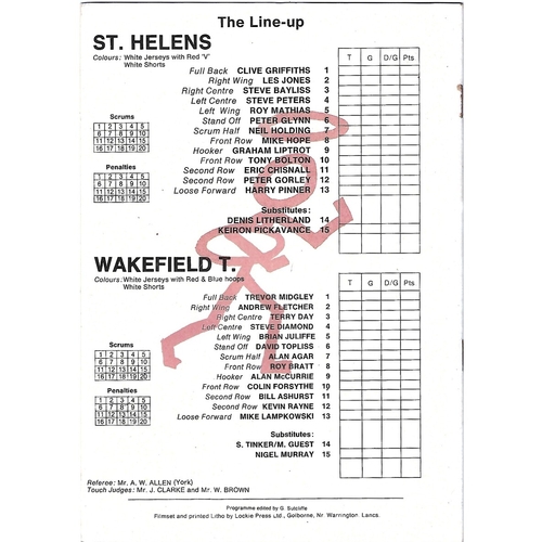 1980/81 St. Helens v Wakefield Trinity Rugby League Programme
