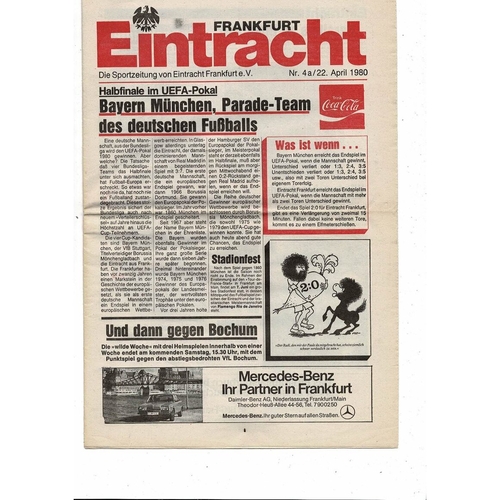 1980 Eintracht Frankfurt v Bayern Munich UEFA Fairs Cup Semi Final Football Programme