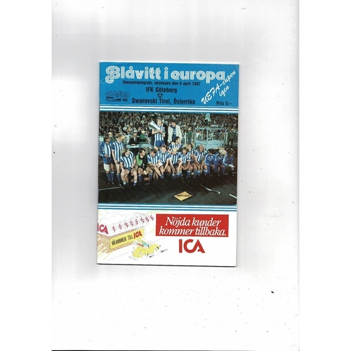 1987 Goteborg v Swarovski UEFA Fairs Cup Semi Final Football Programme