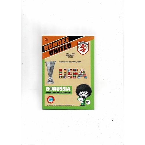 1987 Dundee United v Borussia Monchengladbach UEFA Fairs Cup Semi Final Football Programme