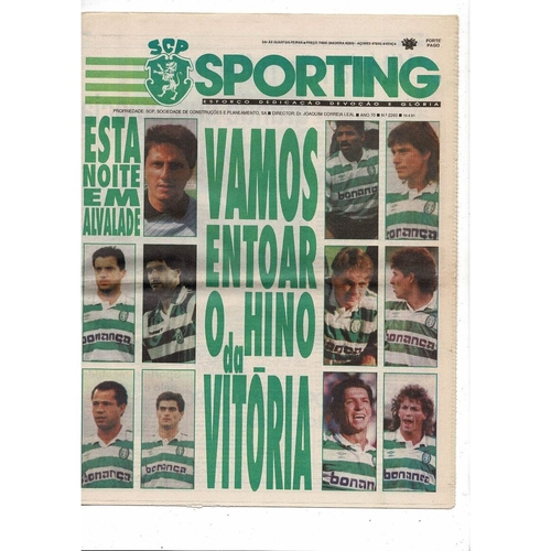 1991 Sporting Lisbon v Inter Milan UEFA Fairs Cup Semi Final Newspaper Edition Football Programme
