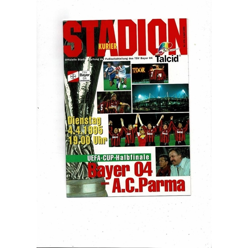 1995 Bayer Leverkusen v Parma UEFA Fairs Cup Semi Final Football Programme