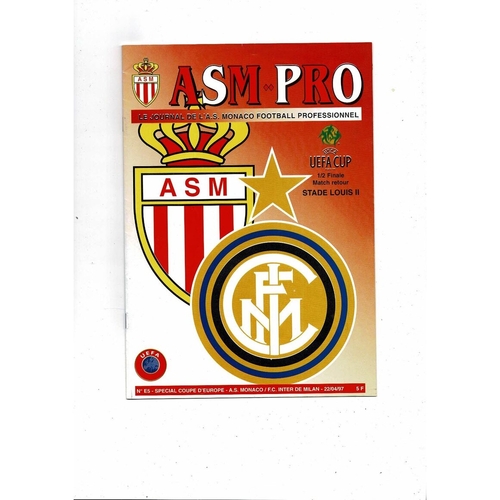 1997 Monaco v Inter Milan UEFA Fairs Cup Semi Final Football Programme