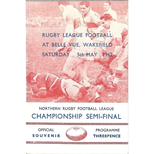 1961/62 Wakefield Trinity v Featherstone Rovers Northern Rugby Football League Championship Semi Final Rugby League Programme