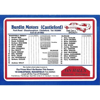 1981/82 Wakefield Trinity v Oldham Rugby League Challenge Cup 2nd Round Programme