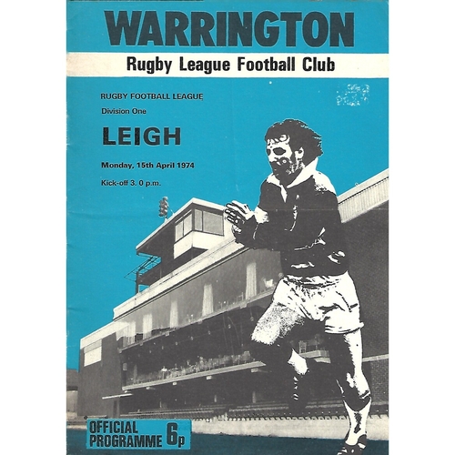 1973/74 Warrington v Leigh Rugby League Programme