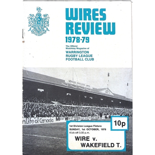 1978/79 Warrington v Wakefield Trinity Rugby League Programme