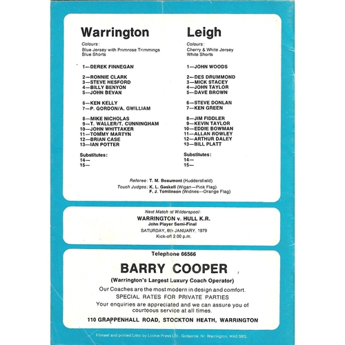1978/79 Warrington v Leigh Rugby League Programme