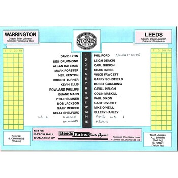 1991/92 Warrington v Leeds Rugby League Programme