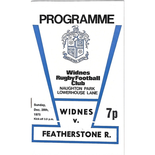 1975/76 Widnes v Featherstone Rovers Rugby League Programme