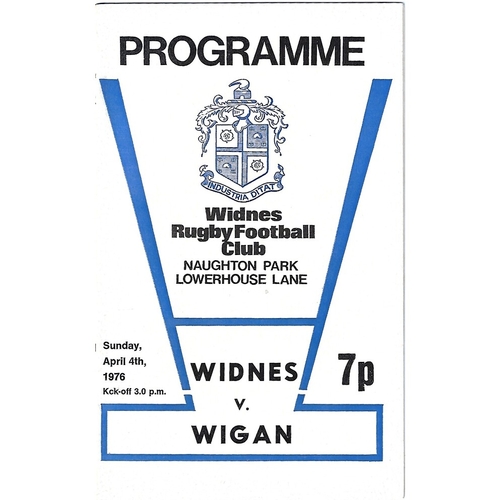 1975/76 Widnes v Wigan Rugby League Programme