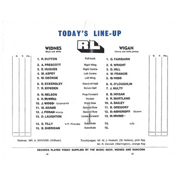 1975/76 Widnes v Wigan Rugby League Programme