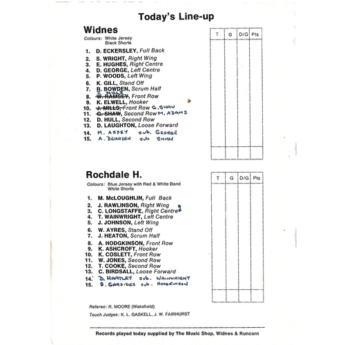 1977/78 Widnes v Rochdale Hornets Rugby League Challenge Cup 1st Round Programme