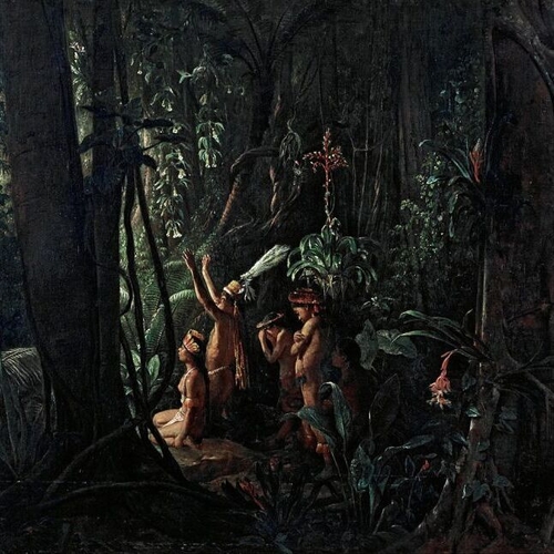 Amazonian Indians Worshipping the Sun God