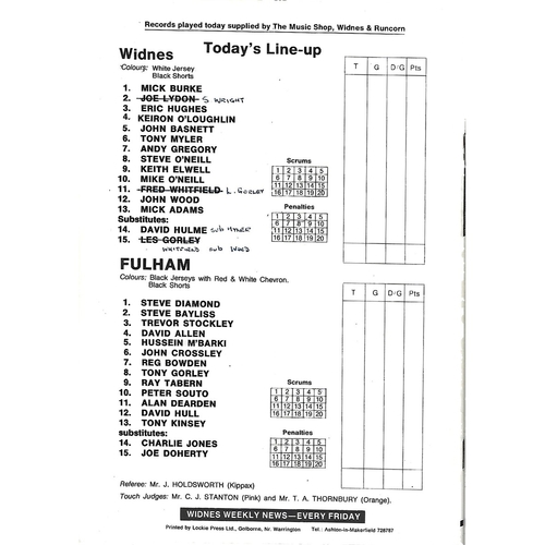 1983/84 Widnes v Fulham Rugby League Programme