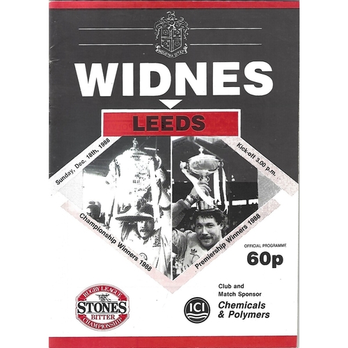 1988/89 Widnes v Leeds Rugby League Programme