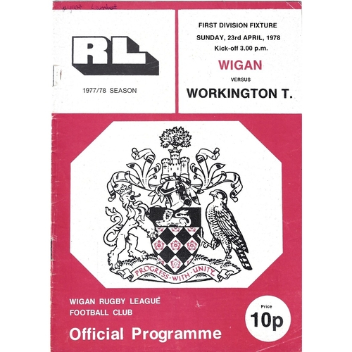 1977/78 Wigan v Workington Town Rugby League Programme