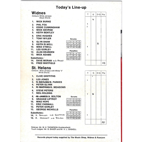 1980/81 Widnes v St. Helens Lancashire Cup 2nd Round Rugby League Programme