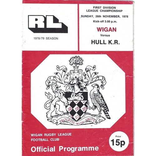 1978/79 Wigan v Hull Kingston Rovers Rugby League Programme