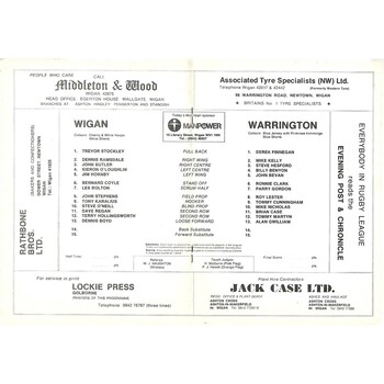 1978/79 Wigan v Warrington Rugby League Programme