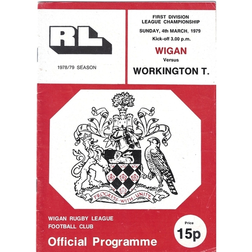 1978/79 Wigan v Workington Town Rugby League Programme