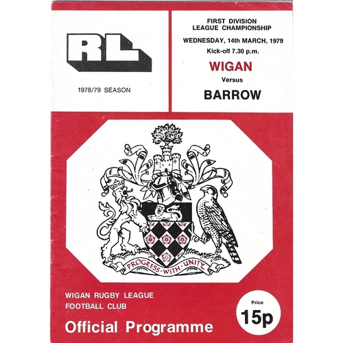 1978/79 Wigan v Barrow Rugby League Programme